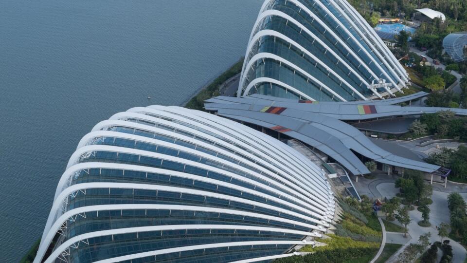 Gardens by the Bay, Singapore. Cloud Walk and Flower Dome conservatories.