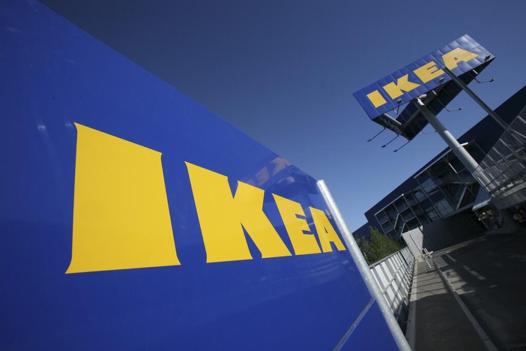 In this photo taken on June 18, 2008, the IKEA logo is shown on the side of the warehouse-sized store during the grand opening of New York City's first IKEA in the Red Hook section of Brooklyn. The Swedish retailer has applied to invest a total of Euro 1.5 billion ($1.2 billion) to open 25 stores in India, India's Commerce Ministry Anand Sharma said Friday, June 22, 2012. (AP Photo/Mark Lennihan)