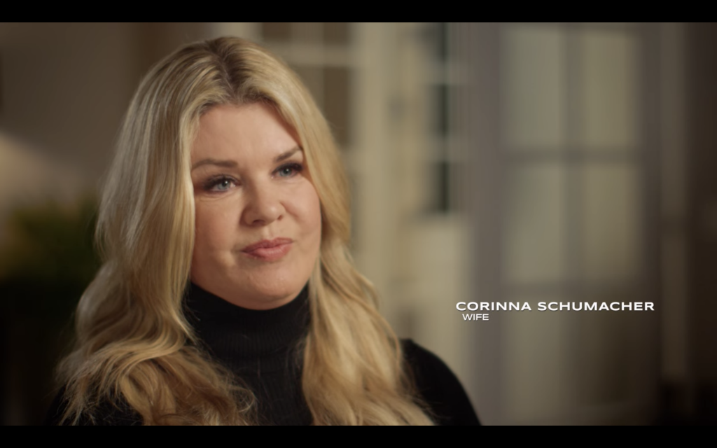 Corinna Schumacherová pre v dokumente o živote Michaela.