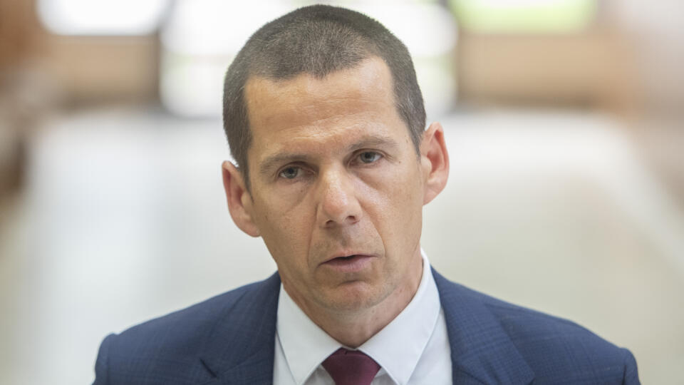 Na snímke prezident Policajného zboru SR Štefan Hamran odchádza po zasadnutí Bezpečnostnej rady 8. júna 2022 v Bratislave. FOTO TASR - Martin Baumann