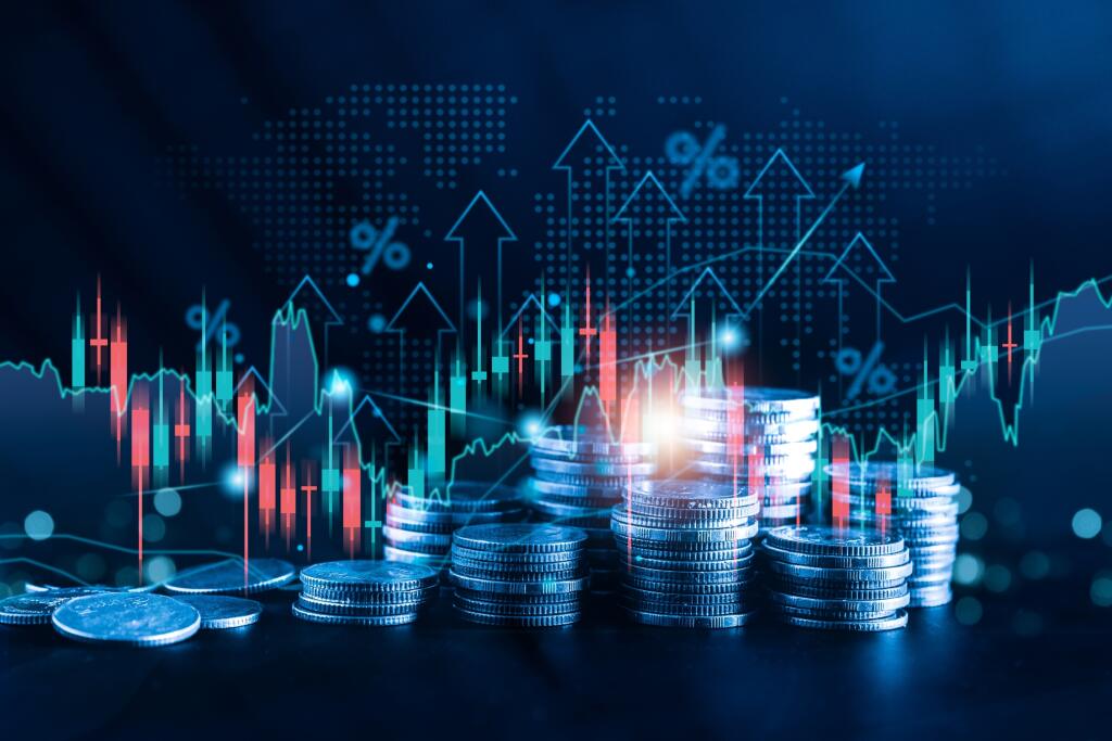 Stock,Market,Business,Finance,,World,Economic,Growth,Trend,,Coin,Stack