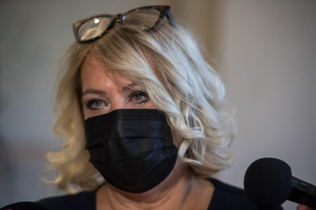 Na snímke výkonná riaditeľka SNSLP Silvia Porubänová po stretnutí s prezidentkou SR Zuzanou Čaputovou